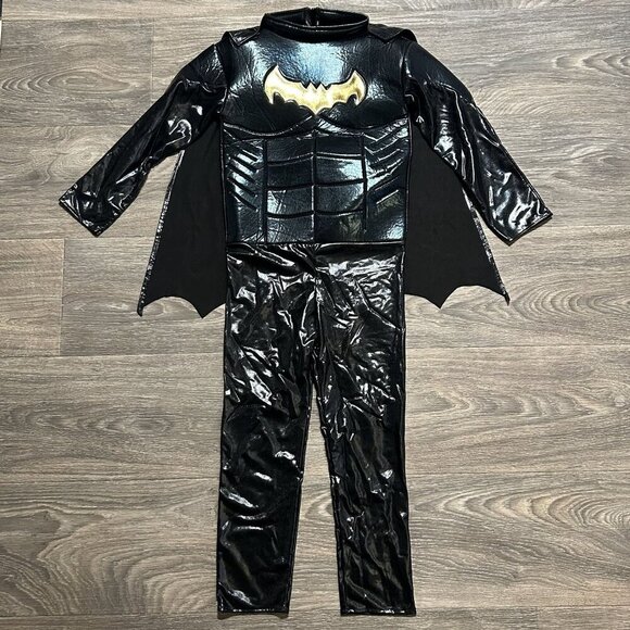 Batman Costume Kids Size Medium Superhero Halloween Jumpsuit with Cape - Picture 5 of 15